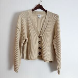 URBAN OUTFITTERS BDG Cropped Ribbed Cardigan Sweater Tan XS